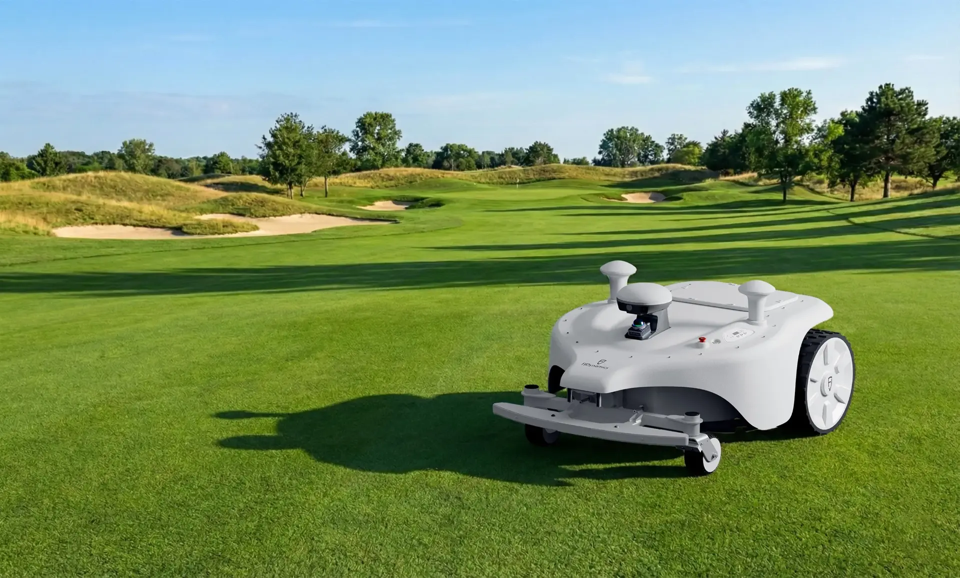 FJD Titan robotic mower on a fairway