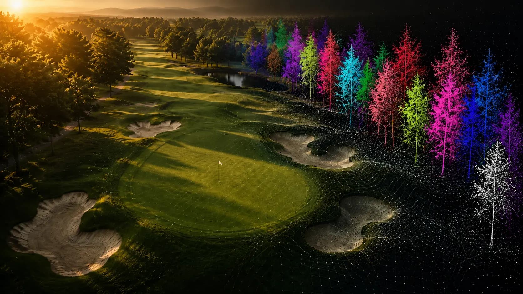 GolfMind digital twin visualization of a golf hole