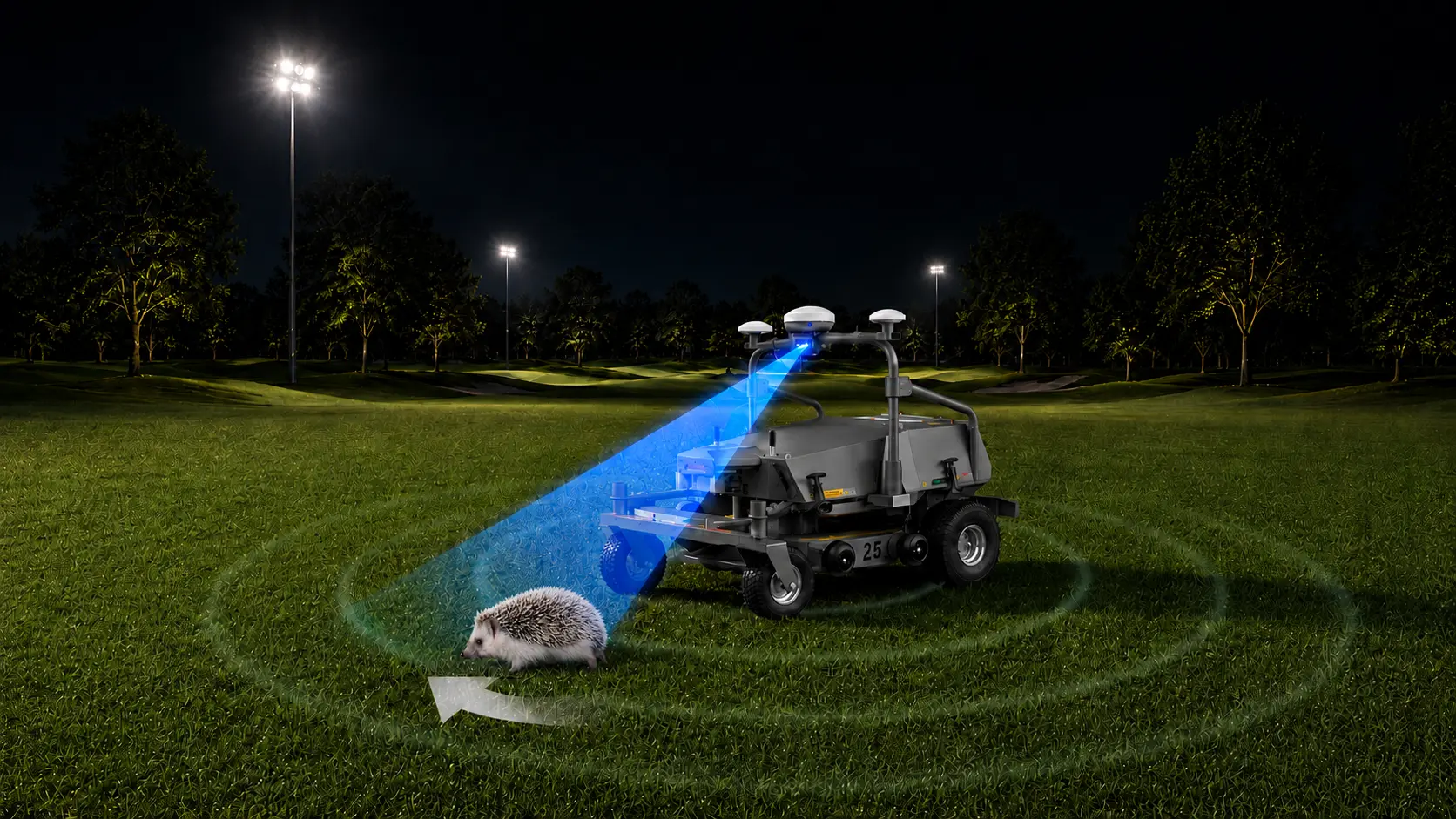 RM21 detecting a hedgehog while mowing at night